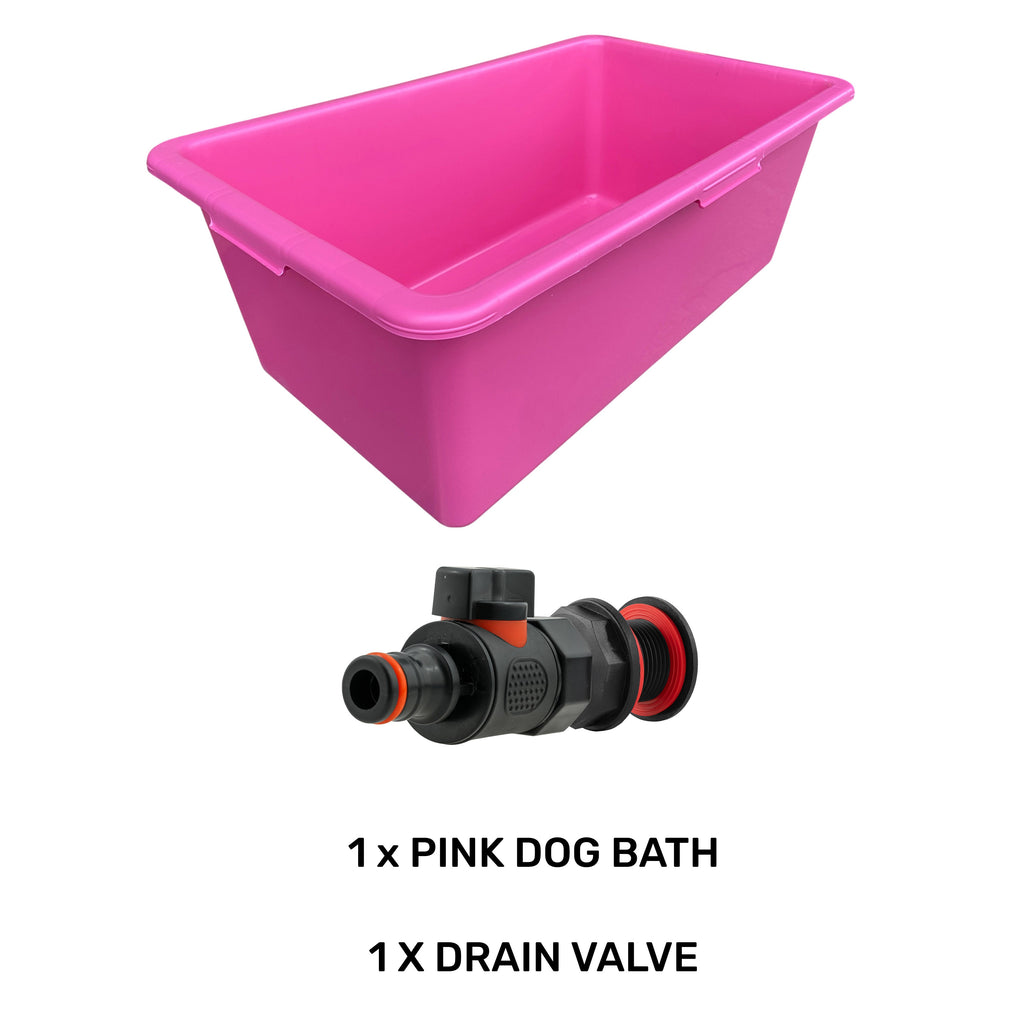 Pink Dog Bath with Drain Valve