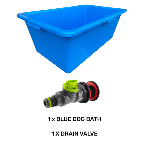 Blue Dog Bath with Drain Valve