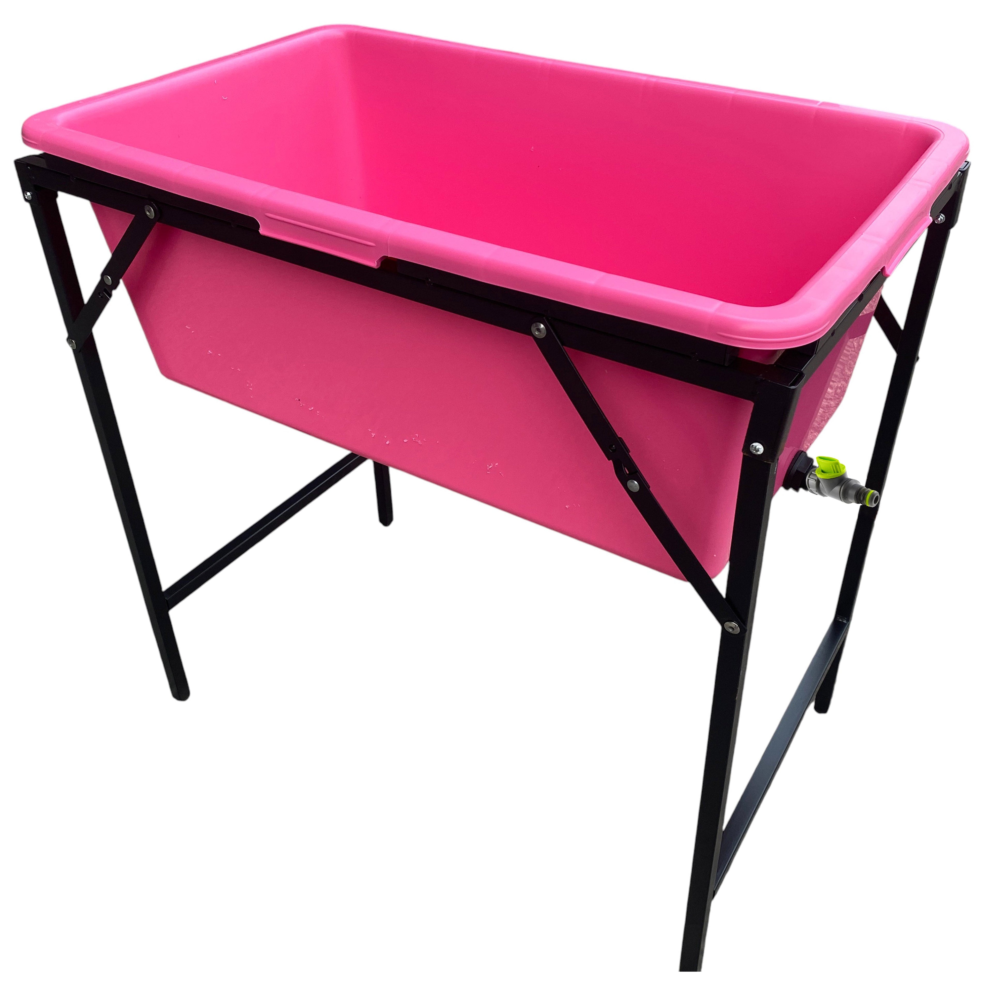 Pink 90L Dog Bath with Stand & Drain Valve – Foldable Pet Grooming Tub